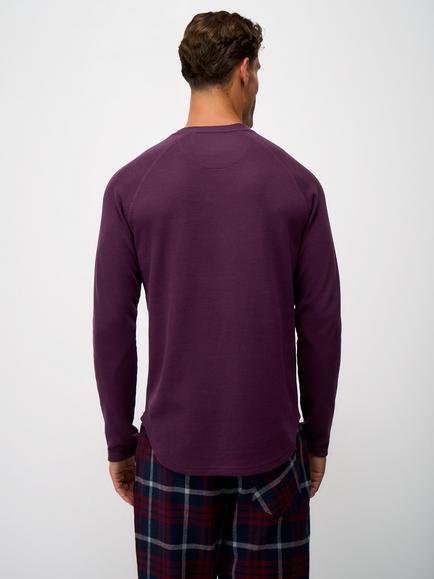 Crew Clothing Waffle Jersey Pyjama Set, Dark Purple - view 2, Dark Purple