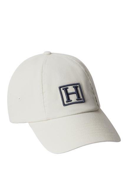 Hackett London Heritage Cotton Branded H Washed Cap, Off White, Off White