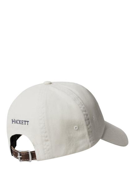 Hackett London Heritage Cotton Branded H Washed Cap, Off White - view 2, Off White