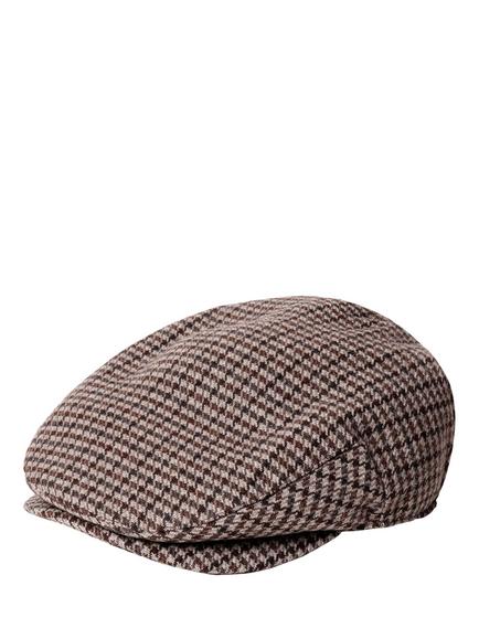 Hackett London Wool Blend Houndstooth Flat Cap, Putty Beige, Putty Beige