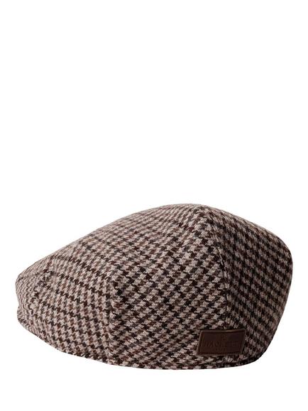 Hackett London Wool Blend Houndstooth Flat Cap, Putty Beige - view 2, Putty Beige
