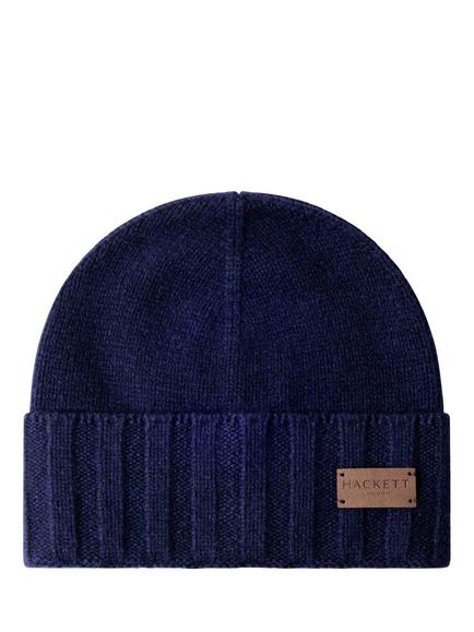 Hackett London Pure Cashmere Beanie Hat, Midnight Blue