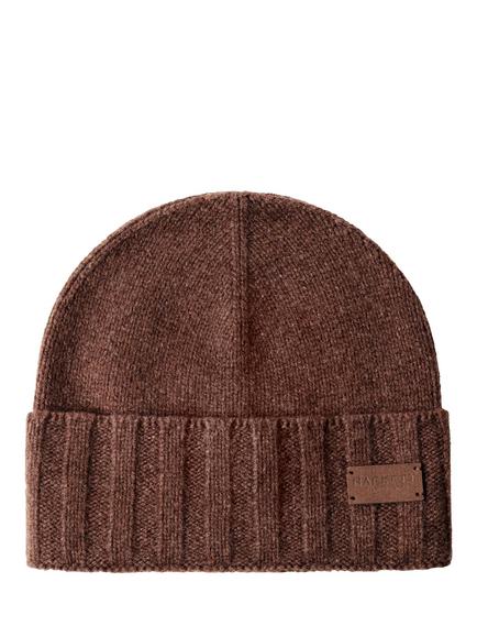 Hackett London Pure Cashmere Beanie Hat, Ebony Brown