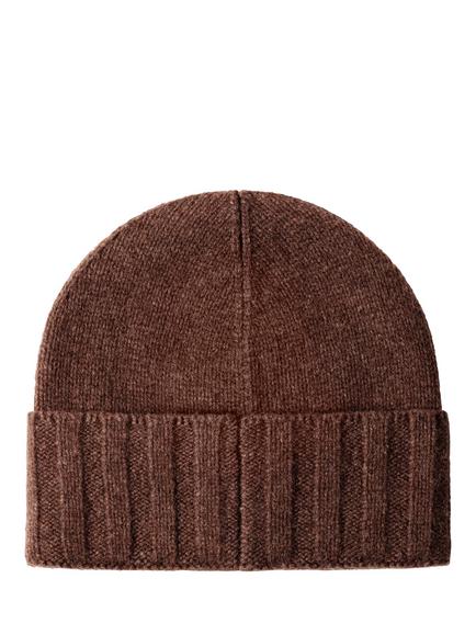 Hackett London Pure Cashmere Beanie Hat - view 2, Ebony Brown