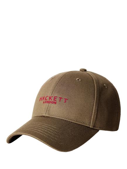 Hackett London Cotton Contrast Branding Cap, Olive Green