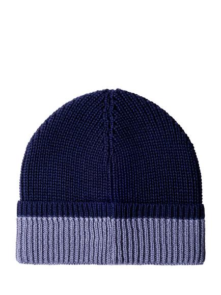 Hackett London Merino Wool Beanie, Midnight Blue - view 2, Midnight Blue
