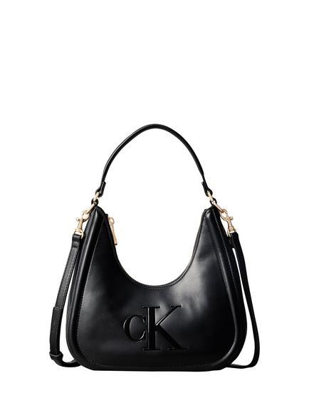 Calvin Klein Bold CK Small Crescent Shoulder Bag, Black