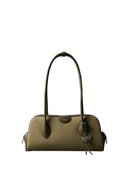 Calvin Klein Emblem Trio Suede Shoulder Bag, Green, Green