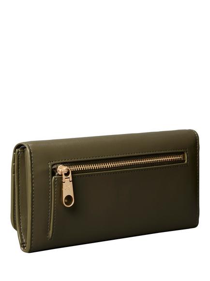 Calvin Klein Long Leather Monogram Wallet - view 2, Dark Green