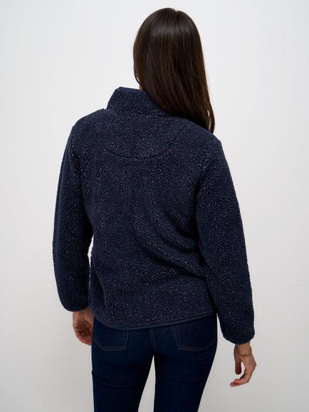 Crew Clothing Speckled Nepp Zip Through Fleece Jacket, Navy Blue - view 2, Navy Blue