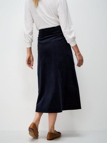 Crew Clothing Ella Corduroy Midi Skirt, Blue - view 2, Blue