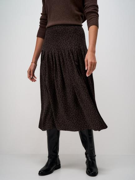 Crew Clothing Verity Leopard Print Midi Skirt, Multi, Multi