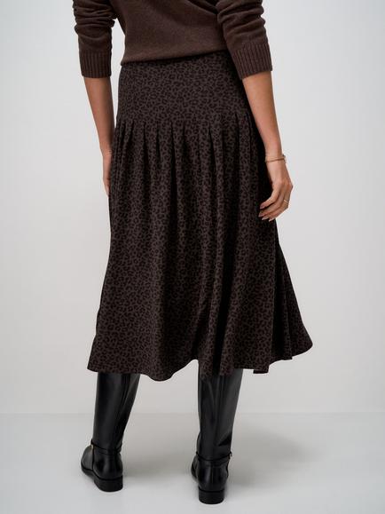 Crew Clothing Verity Leopard Print Midi Skirt, Multi - view 2, Multi