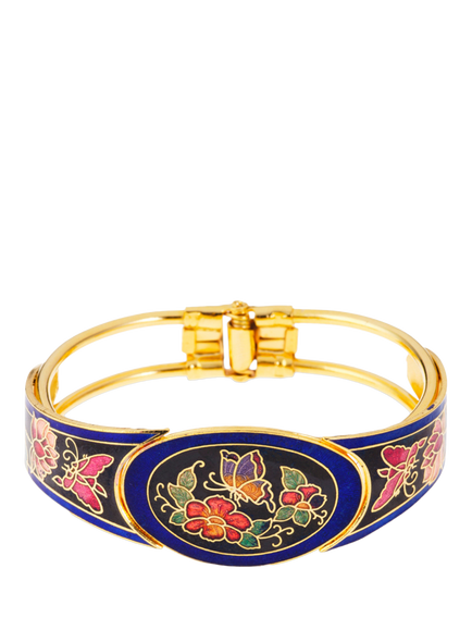 Pre-loved Cloisonné Bangle Bracelet, Gold, Gold