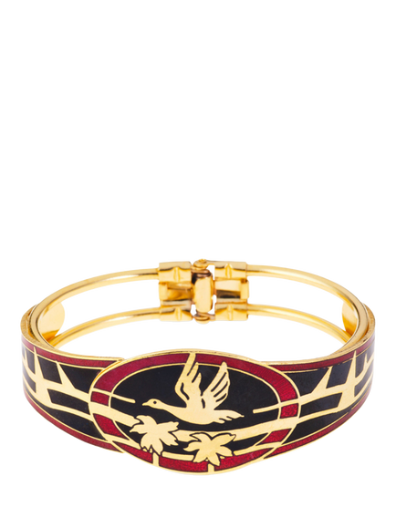 Pre-loved Cloisonné Bangle Bracelet, Gold, Gold