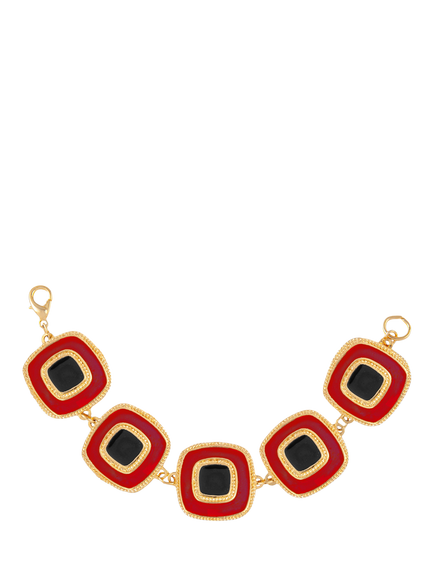 Pre-loved Enamel Bracelet, Gold, Gold
