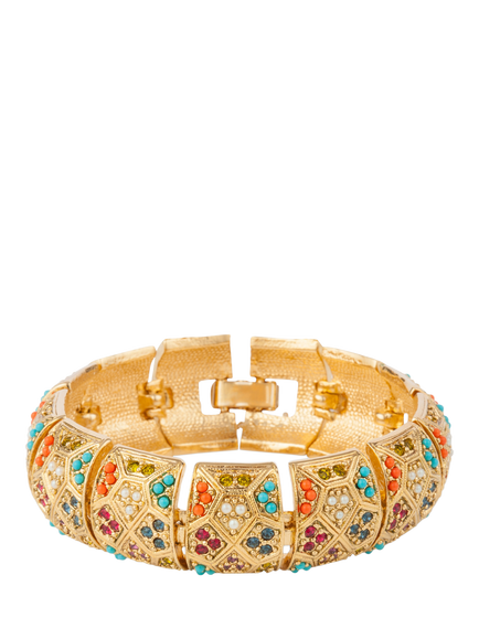 Pre-loved Decorative Link Swarovski Crystal Bracelet, Gold, Gold