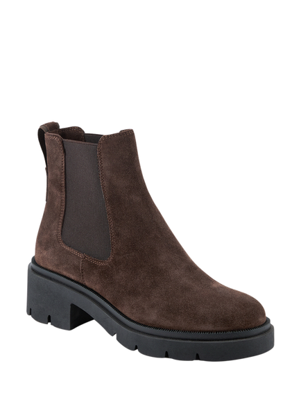 Jones Bootmaker Kaiya Chunky Suede Chelsea Boots, Chocolate - view 2, Chocolate