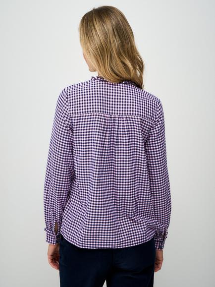 Crew Clothing Trisha Gingham Check Flannel Blouse, Multi Pink - view 2, Multi Pink