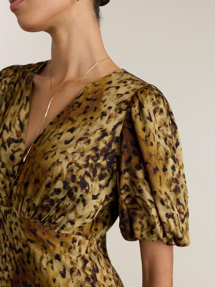 Baukjen Kiara Animal Print Midi Dress, Bronze - view 2, Bronze