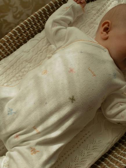 Oat & Marl Baby Lucky Sleepsuit, White/Lemon - view 2, White/Lemon
