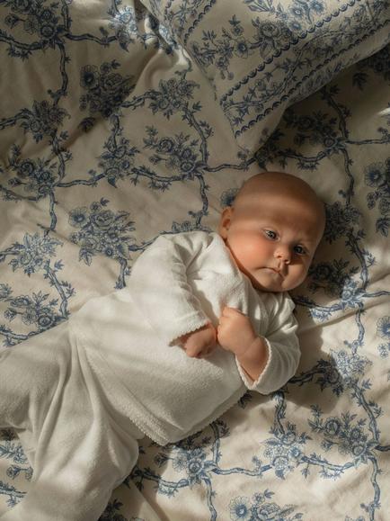 Oat & Marl Baby Plush Towelling Two Piece Top and Trousers Set, Pure White - view 2, Pure White