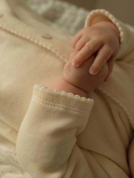 Oat & Marl Baby Plush Towelling Sleepsuit, Lemon - view 2, Lemon