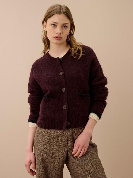 Brora Alpaca Rich Cardigan, Damson