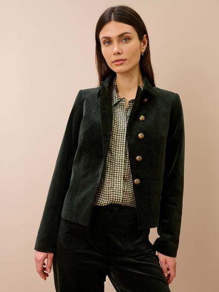 Brora Cotton Velvet Jacket, Bottle Green, Bottle Green