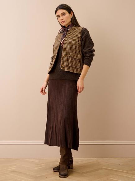 Brora Harris Tweed Wool Gilet, Walnut, Walnut