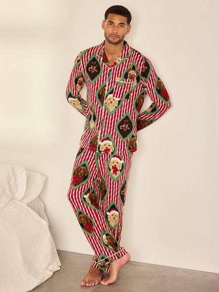 Chelsea Peers Christmas Dog Portraits Pyjamas, Red/Multi, Red/Multi