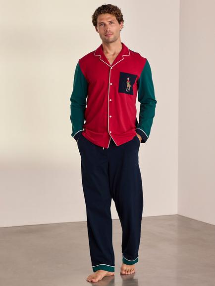Chelsea Peers Organic Cotton Embroidered Christmas Pyjamas, Multi, Multi