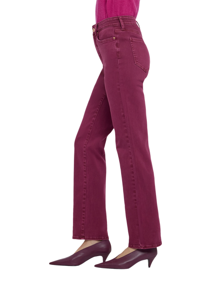 NYDJ Marilyn High Rise Straight Jeans, Retro True Burgundy - view 2, Retro True Burgundy