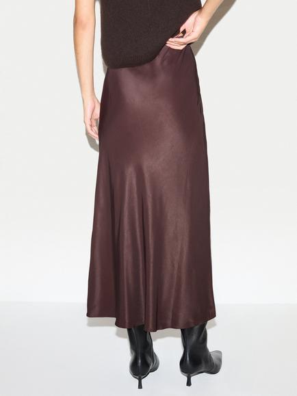 Jigsaw Long Bias Cut Maxi Skirt, Brown - view 2, Brown