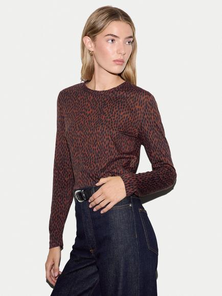 Jigsaw Mini Leopard Long Sleeve T-Shirt, Brown, Brown