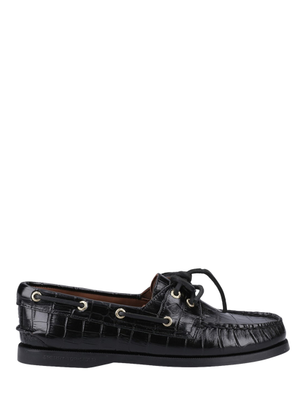 Sperry Authentic Original 2-Eye Leather Boat Shoes, Black, Black