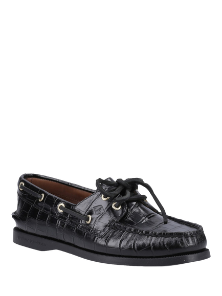 Sperry Authentic Original 2-Eye Leather Boat Shoes, Black - view 2, Black
