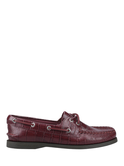 Sperry Authentic Original 2-Eye Leather Boat Shoes, Croco Bordo, Croco Bordo