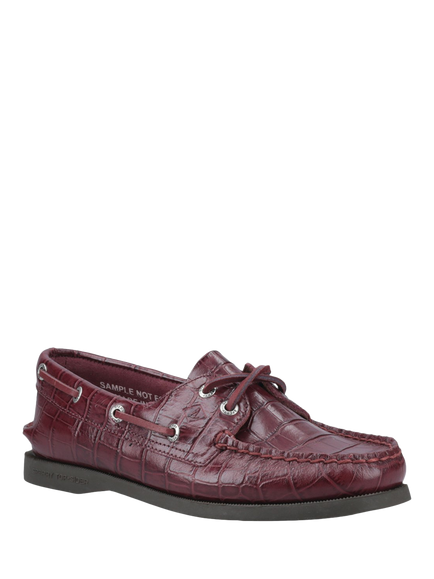 Sperry Authentic Original 2-Eye Leather Boat Shoes, Croco Bordo - view 2, Croco Bordo