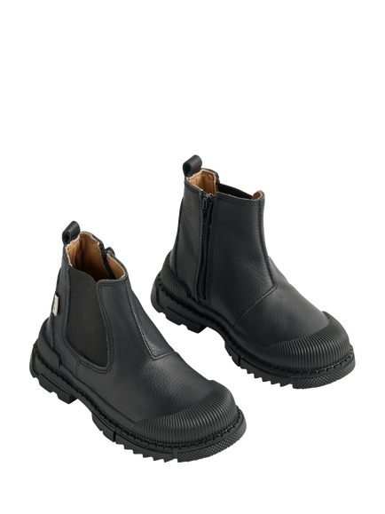 WHEAT Kids' Leather Chelsea Boots, Black - view 2, Black