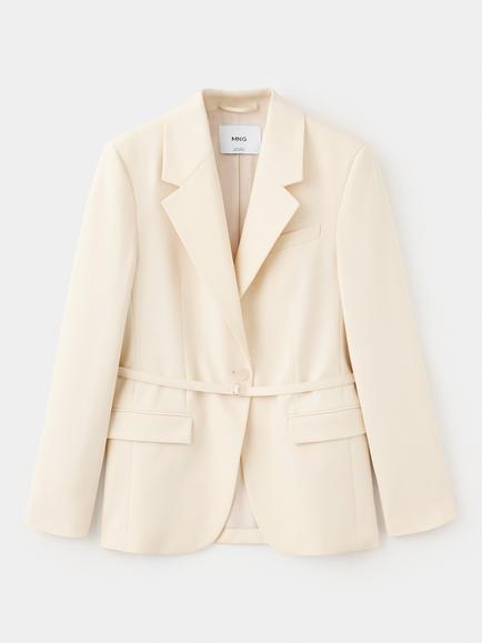 Mango Tailored Belted Blazer, Raw, Raw