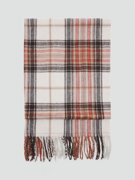 Mango Tartan Fringed Scarf, Sand, Sand