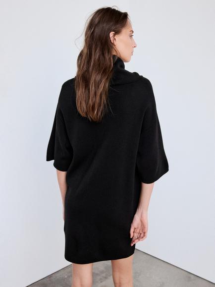Mango Roll Neck Dress - view 2, Black