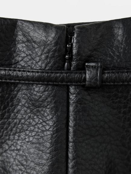 Mango Faux Leather Belted Mini Skirt, Black - view 2, Black