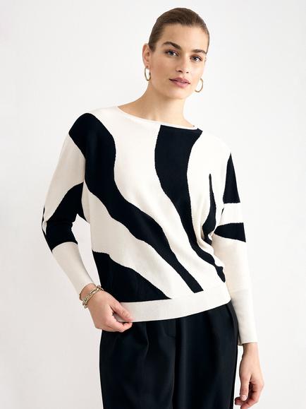 Phase Eight Lopy Striped Jumper, Black/Ivory, Black/Ivory