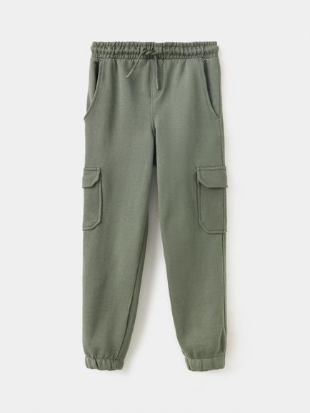 Mango Kids' Pure Cotton Drawstring Cargo Joggers, Khaki, Khaki