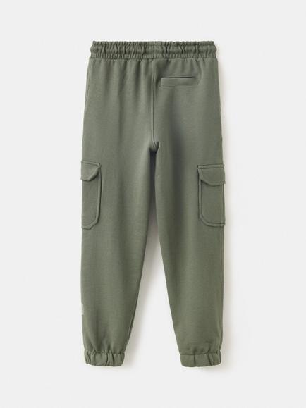 Mango Kids' Pure Cotton Drawstring Cargo Joggers, Khaki - view 2, Khaki