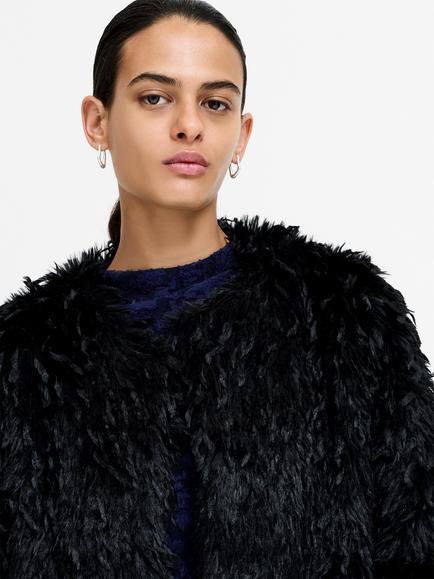 French Connection Ilya Faux Feather Jacket, Black - view 2, Black