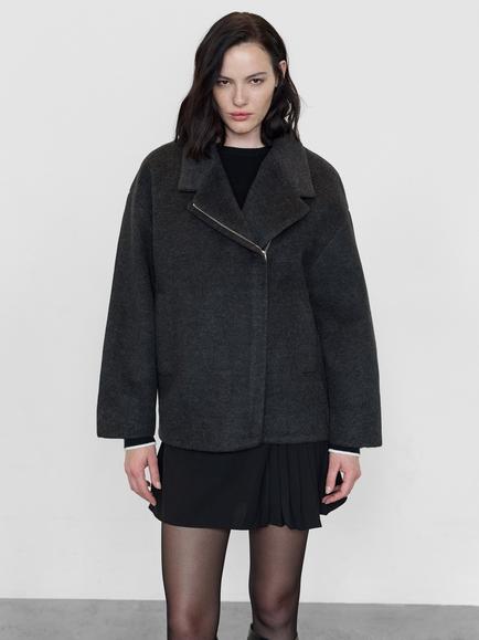 French Connection Lilia Bomber Coat, Charcoal, Charcoal