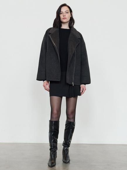 French Connection Lilia Bomber Coat, Charcoal - view 2, Charcoal